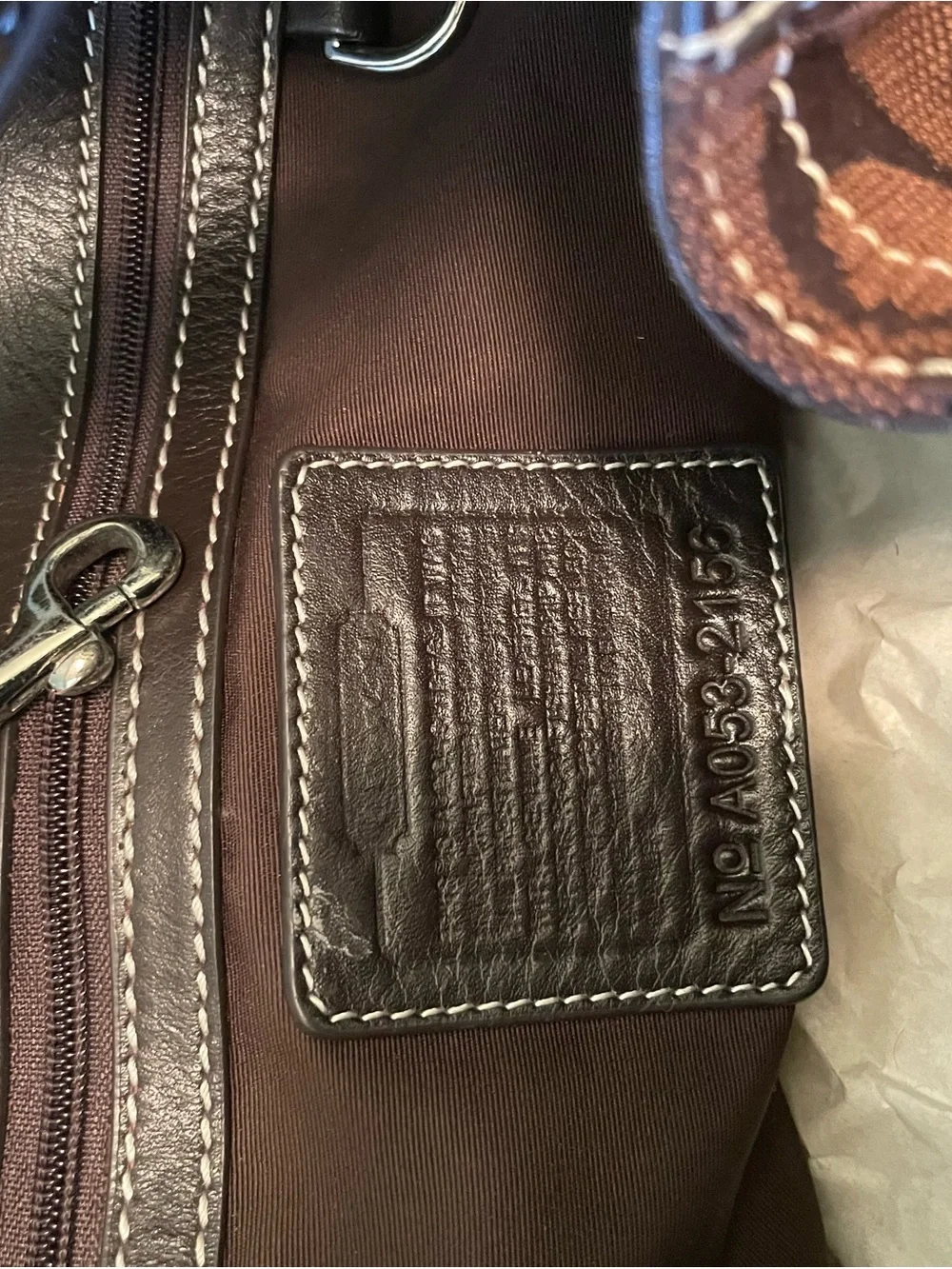Coach Brown Signature Canvas & Dark Brown Leather Handbag